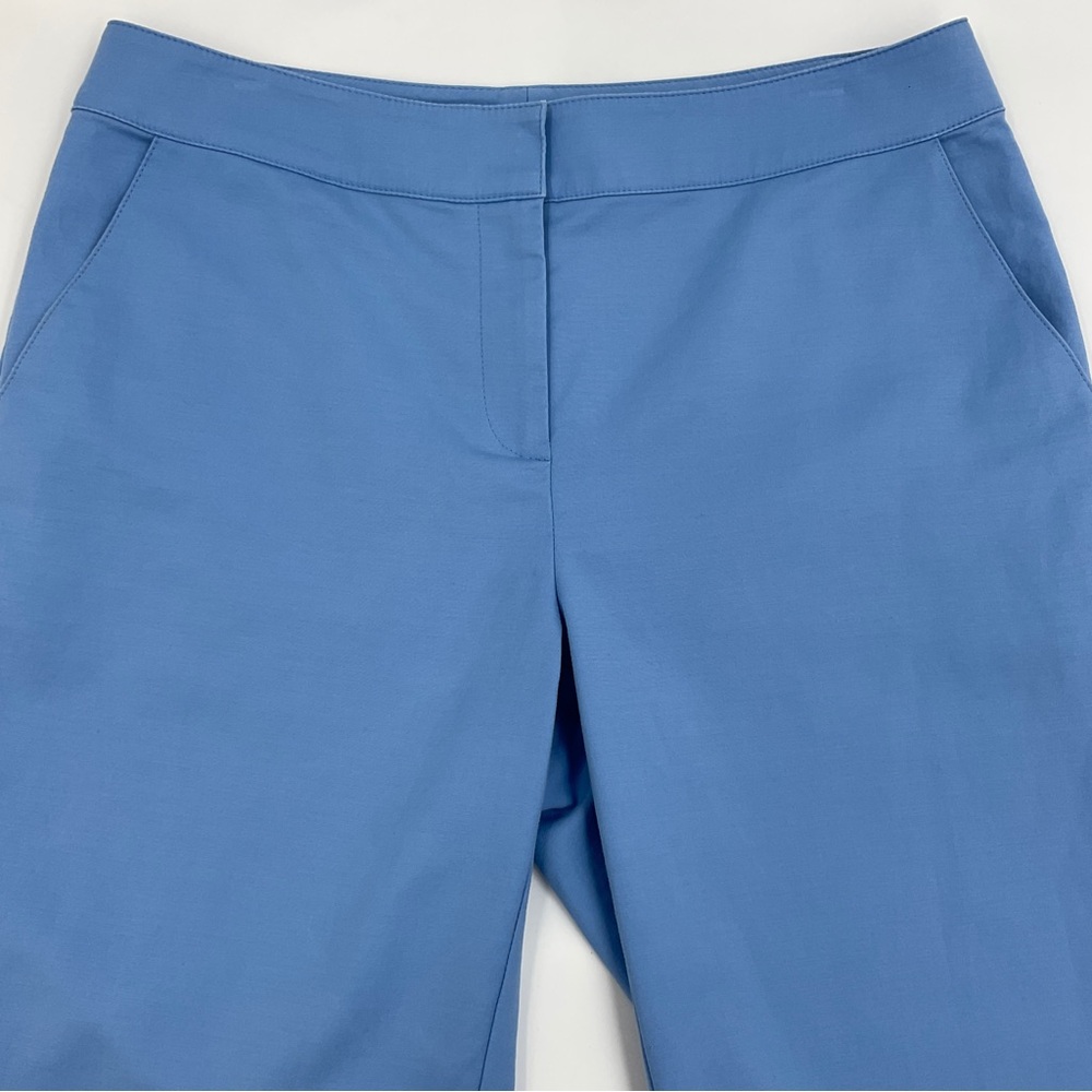 St. John RARE Straight Leg Cropped Pants Resort Line Cotton Stretch Twill Blue 4